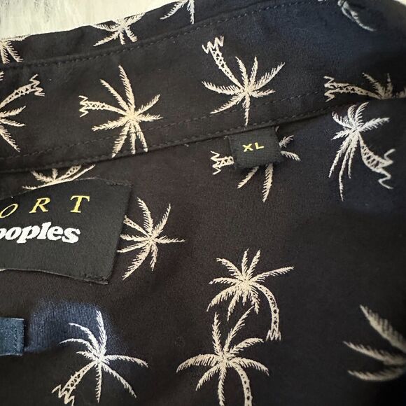 The Koopies Sport Mens Button-Down Shirt Long Sleeve Palm Trees Black Casual XL - Picture 7 of 10